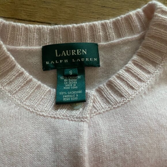 RALPH LAUREN Pink 100% Cashmere Button Down Cardigan Sweater - Size Small - Picture 3 of 5